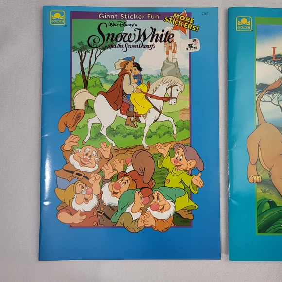 (2) Vtg Giant Sticker Fun Book - Disney The Lion King Snow White - Picture 3 of 13